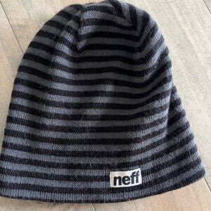 Youth size black and gray Neff winter beanie, snowboard, winter sports, outdoor